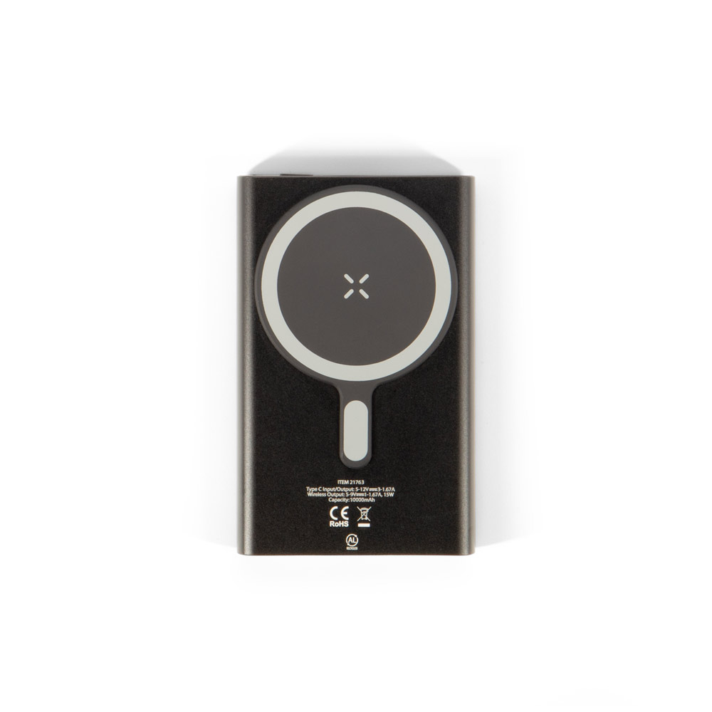 WRIGHT 10. Magnetic power bank with super-fast charging in recycled aluminum and recycled ABS 10'000 mAh