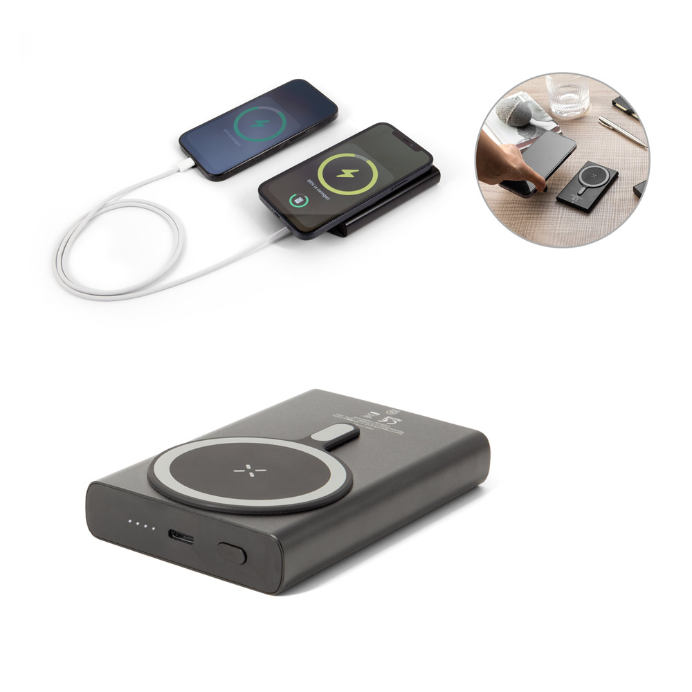 WRIGHT 10. Magnetic power bank with super-fast charging in recycled aluminum and recycled ABS 10'000 mAh