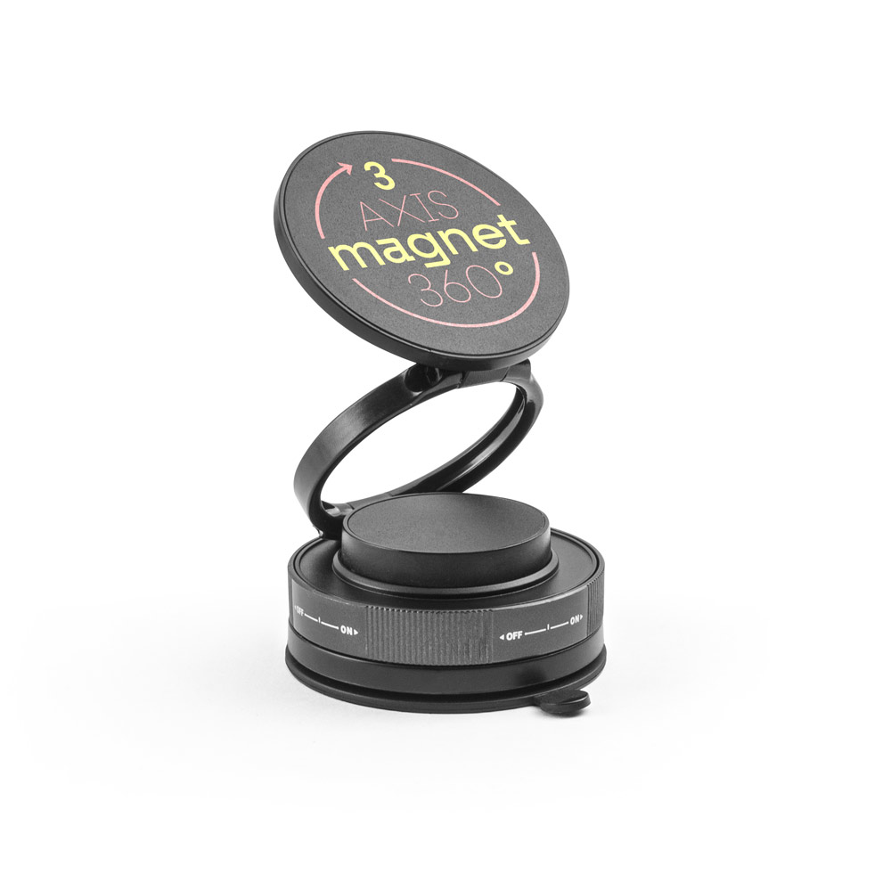 KEPLER. Magnetic mobile phone holder with vacuum attachment system for smooth and non-smooth surfaces (360º rotation)