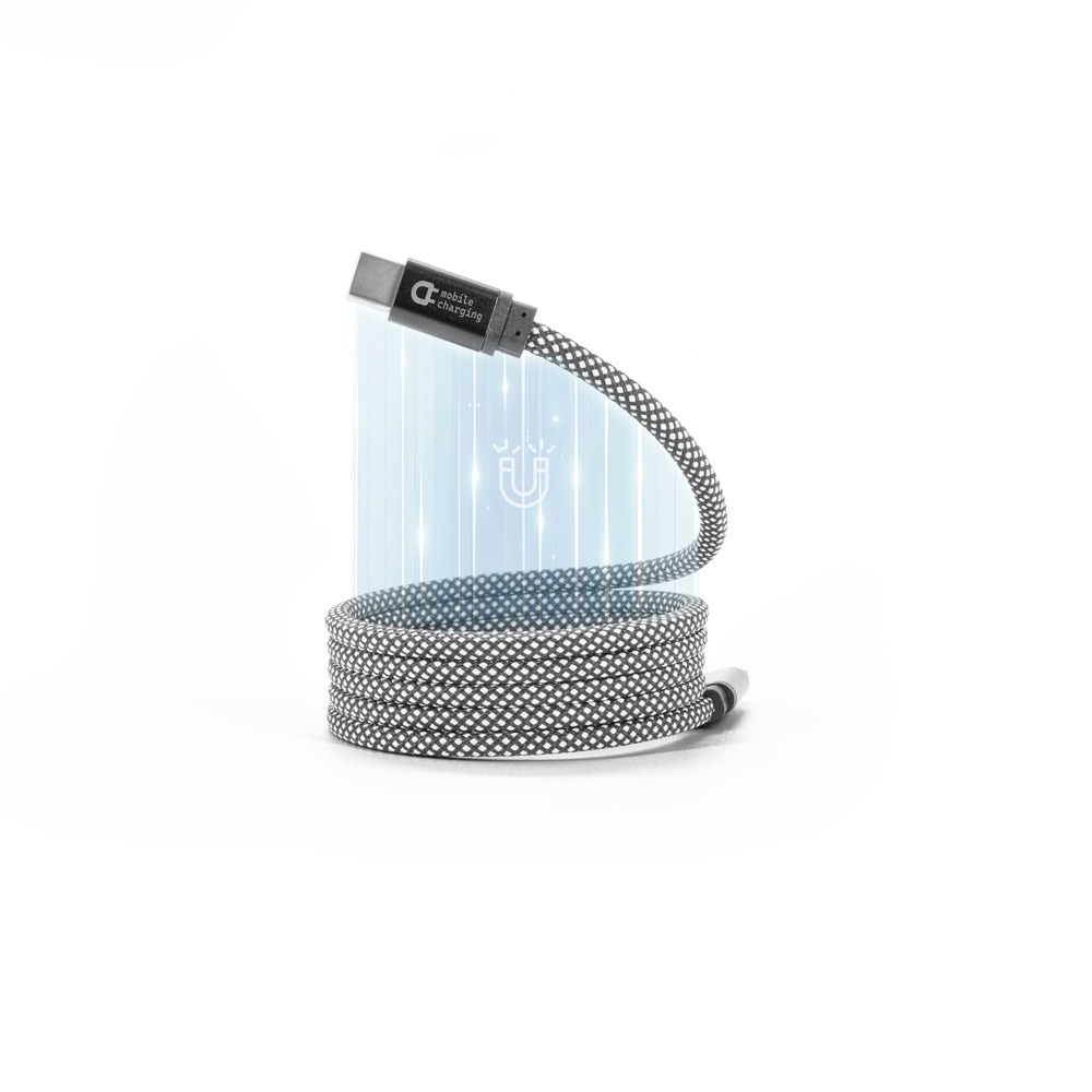 NADELLA. USB-C to USB-C cable with a braided polyester cord (60 W) and a magnetic system for easy winding