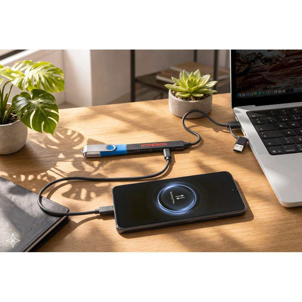 BENIOFF. A multifunctional hub that expands your device’s connectivity, made from recycled PET (33% rPET) and recycled aluminium (31% rAL)