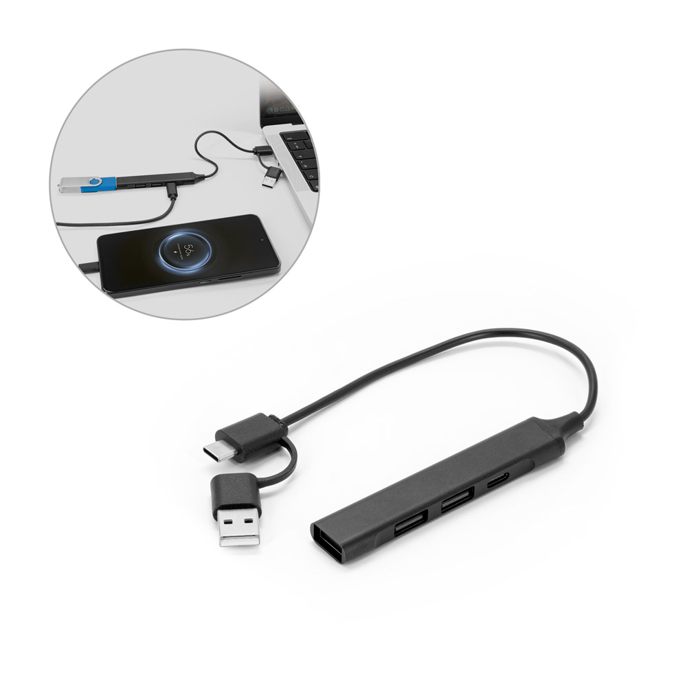 BENIOFF. A multifunctional hub that expands your device’s connectivity, made from recycled PET (33% rPET) and recycled aluminium (31% rAL)