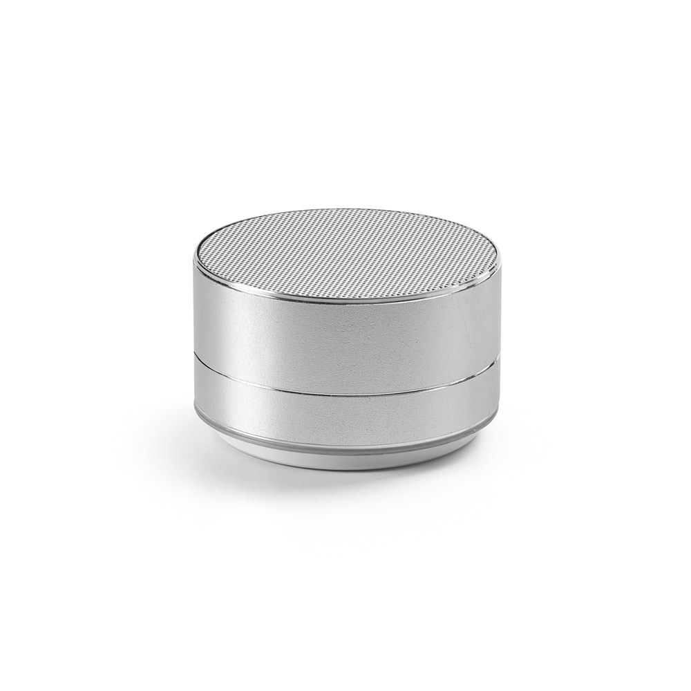 FLOREY. Portable 3W speaker with 4h battery life in recycled aluminium (100% rAL) and recycled ABS (100% rABS)