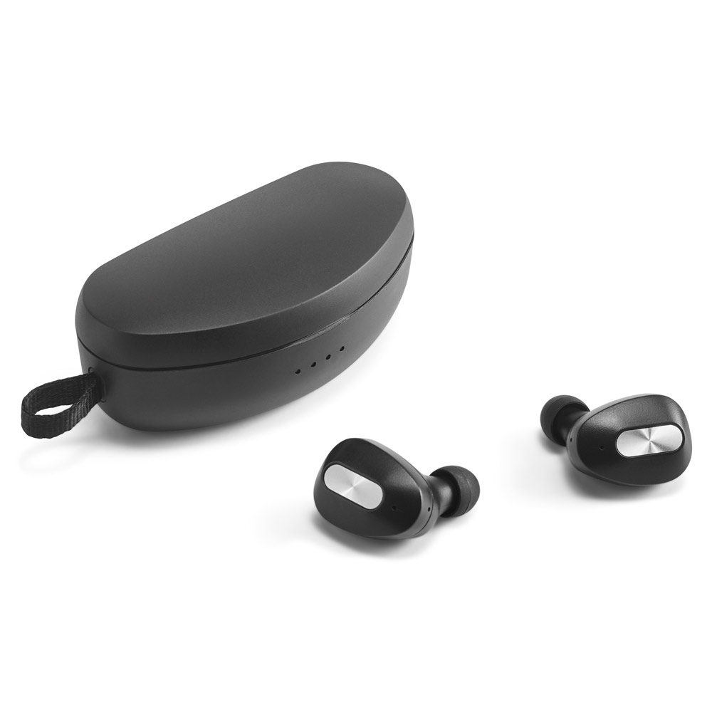 DESCRY. Wireless charger in zinc and Wireless earphones in metal and ABS acrylic