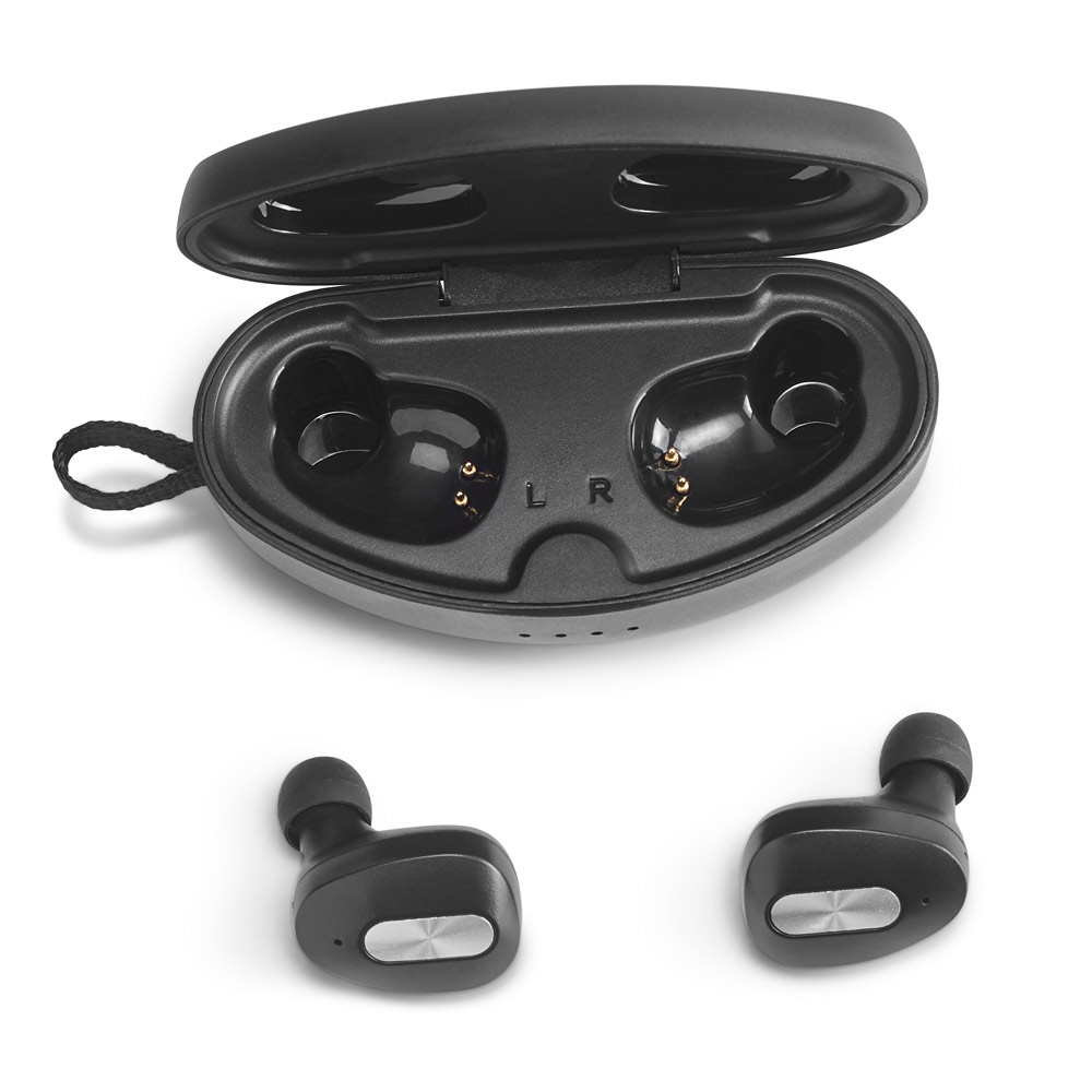 DESCRY. Wireless charger in zinc and Wireless earphones in metal and ABS acrylic