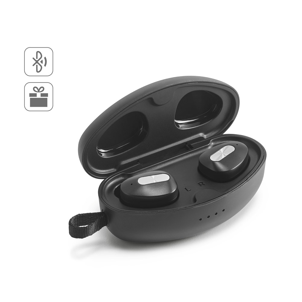DESCRY. Wireless charger in zinc and Wireless earphones in metal and ABS acrylic