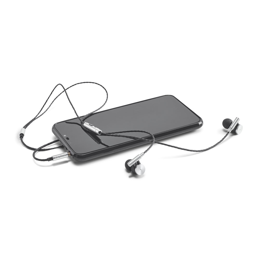 VIBRATION. Metal and ABS earphones with microphone