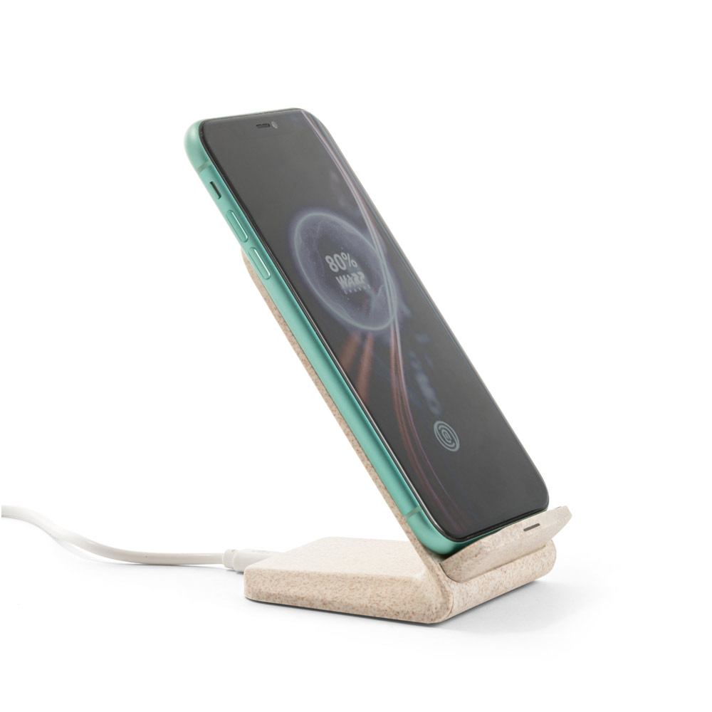 ENGLERT. Smartphone holder with 10W fast wireless charger in recycled ABS (70% rABS) and wheat straw fiber