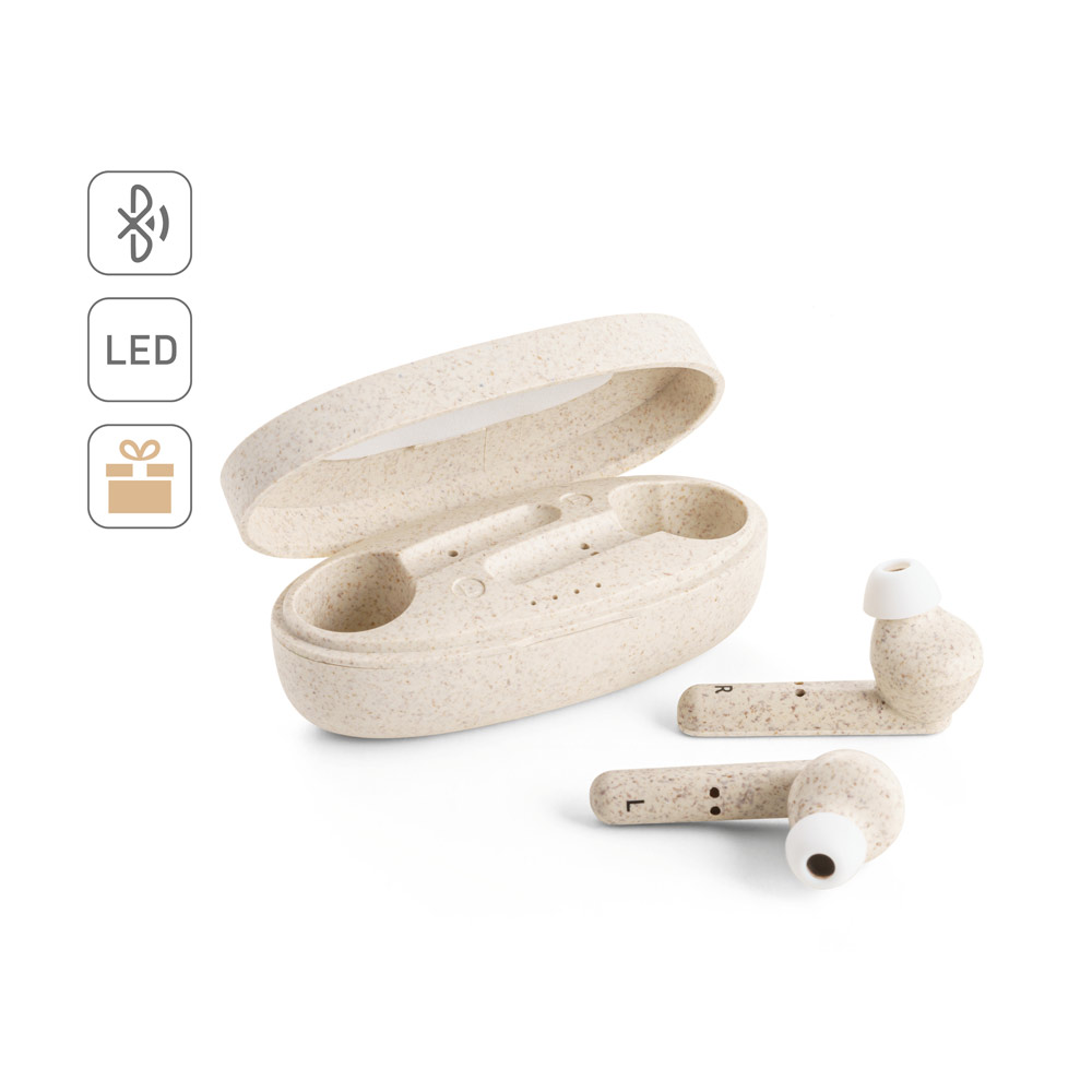 FOURIER. Wireless earphones with 3-hour battery life in wheat straw fibre and PP