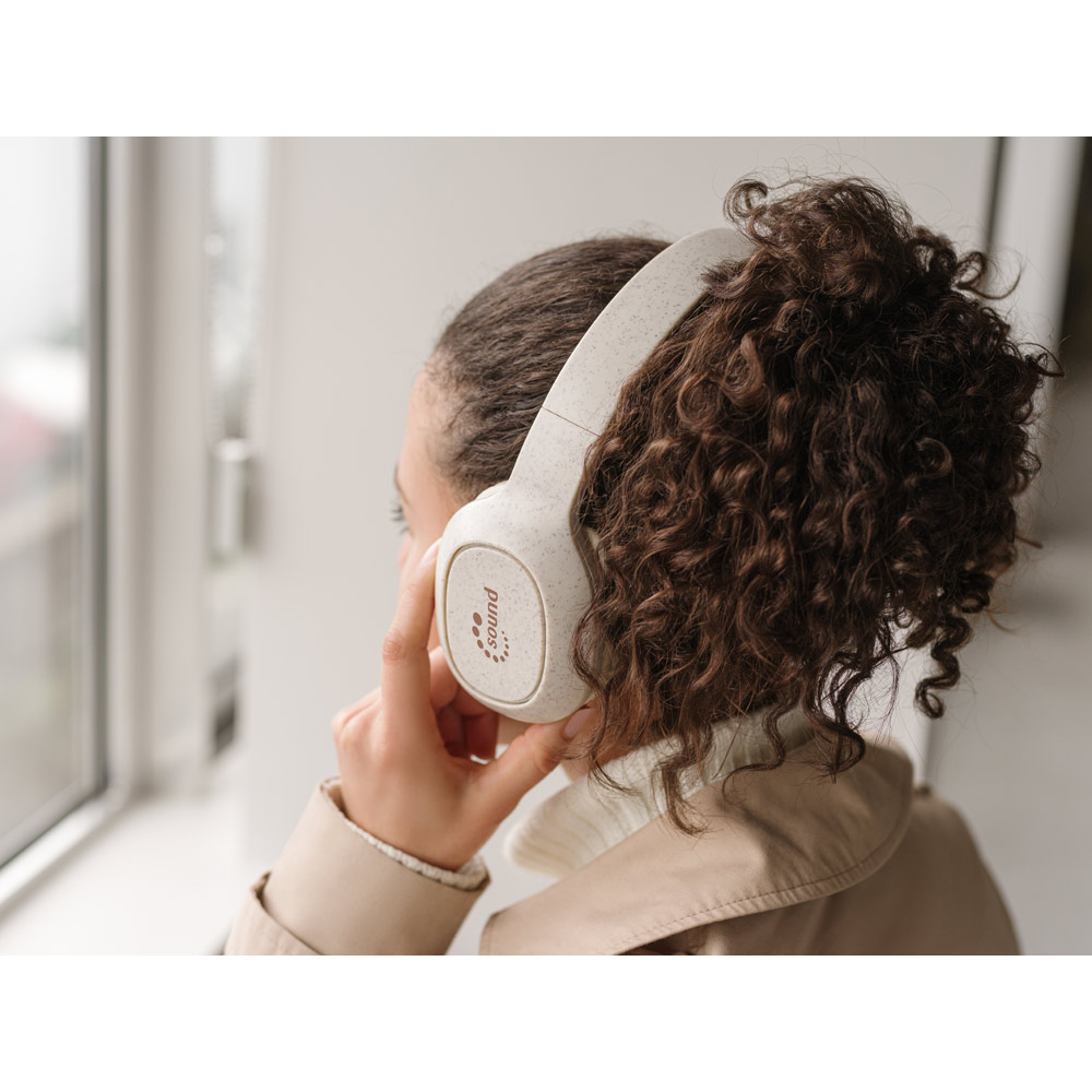 FEYNMAN. Foldable wireless headphones with 4-hour battery life in wheat straw and ABS
