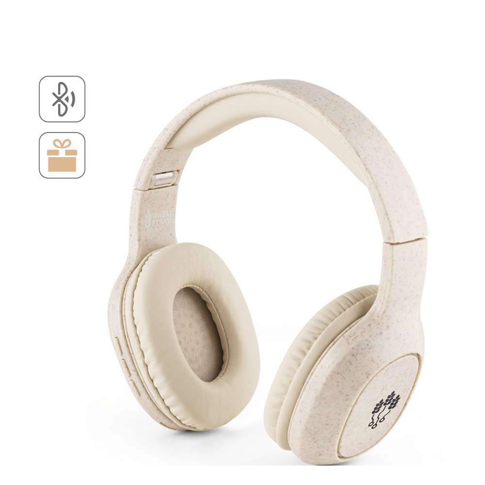 FEYNMAN. Foldable wireless headphones with 4-hour battery life in wheat straw and ABS