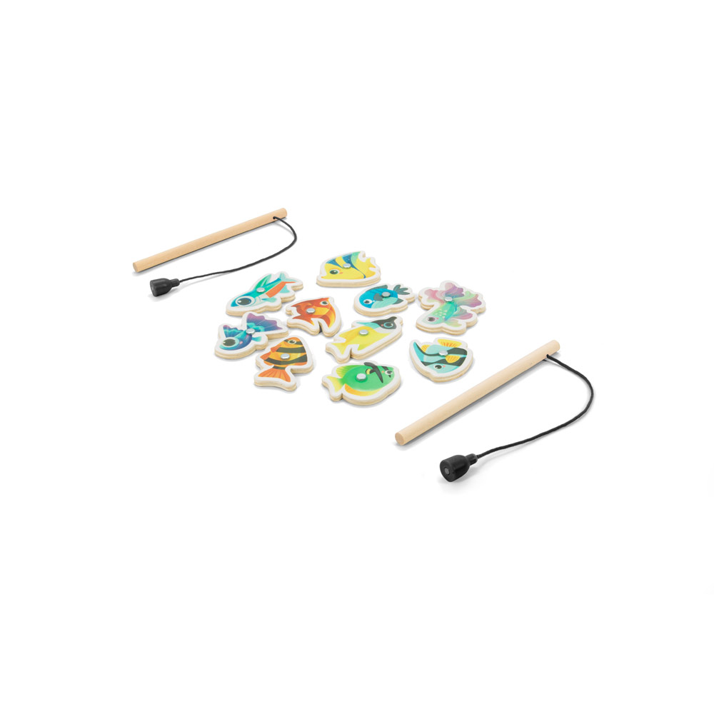 FISHY. Fishing game consisting of 10 wooden fish, ideal for children