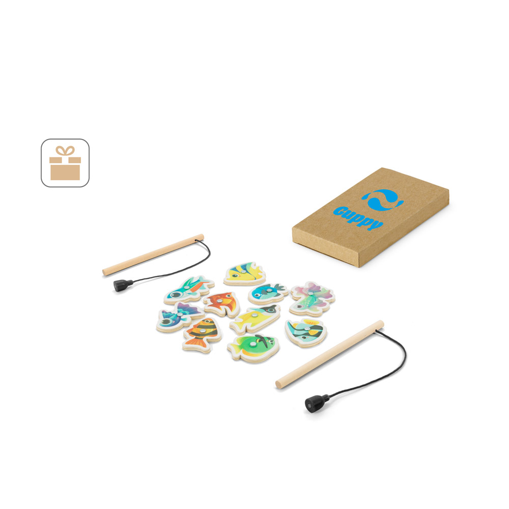 FISHY. Fishing game consisting of 10 wooden fish, ideal for children