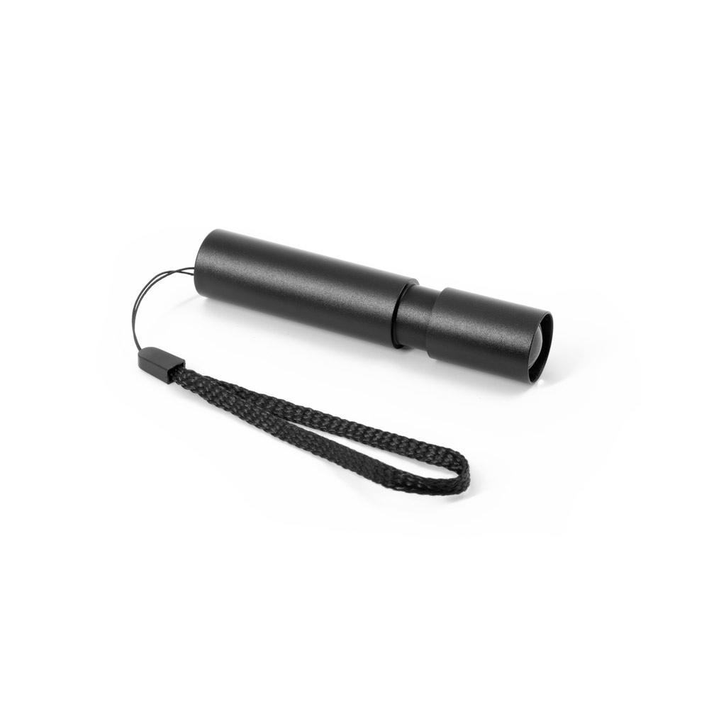 BRUCE. Rechargeable flashlight made from recycled aluminum (100% rAL) with 30 mm extendable tip