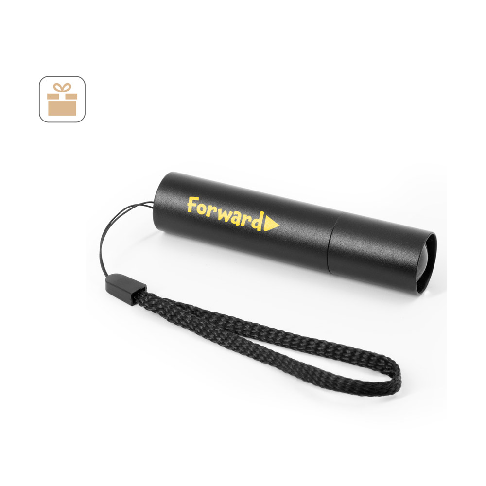 BRUCE. Rechargeable flashlight made from recycled aluminum (100% rAL) with 30 mm extendable tip